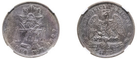 Mexico, Federal Republic, 1823-1905. Peso, 1872 Mo M, Mexico City mint (408.5).

Medium grey patina with eye-appeal.

Graded AU Details, Cleaned NGC.