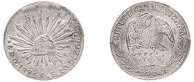 Mexico, Federal Republic, 1823-1905. 8 Reales, 1875 Oa AE, Oaxaca mint (KM377.11).

Steel grey tone with much underlying luster and razor sharp deta...