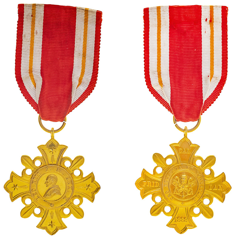 Vatican, Cross of Merit medal, Pope Leo XIII, silver gilt.

Extremely fine.