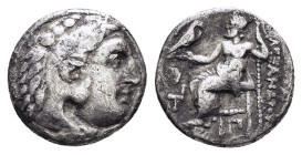 KINGS of MACEDON. Alexander III The Great.(336-323 BC).Kolophon.Drachm. 

Obv : Head of Herakles right, wearing lion skin.

Rev : AΛEΞANΔPOY.
Zeus sea...