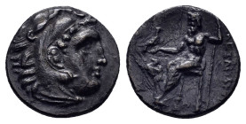 KINGS of MACEDON. Alexander III The Great.(336-323 BC). Lampsakos.Drachm.

Obv : Head of Herakles right, wearing lion skin.

Rev : AΛΕΞΑΝΔΡΟΥ.
Zeus se...