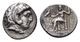 KINGS of MACEDON. Philip III Arrhidaios (323-317 BC).Babylon.Hemidrachm. 

Obv : Head of Herakles right, wearing lion skin.

Rev : ΦIΛIΠΠOY.
Zeus seat...