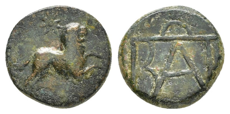 KINGS of BOSPOROS. Polemo I.(Circa 14-10 BC).Ae.

Obv : Lion running right; star...