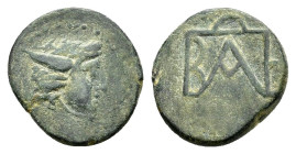 KINGS of BOSPOROS. Polemo I (Circa 37-8 BC). Ae. 

Obv : Winged head of Medusa right.

Rev : Monogram of Polemo.
MacDonald 229; HGC 7, 347.

Condition...