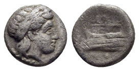 BITHYNIA. Kios.(Circa 350-300 BC).Hemidrachm.

Obv : KIA.
Laureate head of Apollo right.

Rev : ΠPOΞENOΣ.
Prow of galley left, ornamented with star an...
