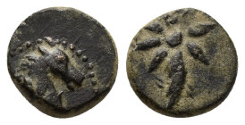 PONTOS. Uncertain.(Circa 130-100 BC).Ae.

Obv : Head of horse right, with star on neck.

Rev : Comet.
HGC 7, 317.

Condition : Good very fine.

Weight...
