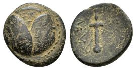 CARIA. Mylasa. Eupolemos (Circa 295-280 BC). Ae. 

Condition : Good very fine.

Weight : 3.8 gr
Diameter : 16 mm