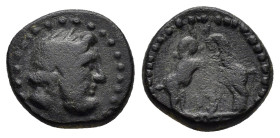 PISIDIA. Sagalassus.(Circa 1st century BC).Ae.

Obv : Laureate head of Zeus.

Rev : ΣAΓΑ.
Two rampant goats.
SNG von Aulcok 5156.

Condition : Good ve...