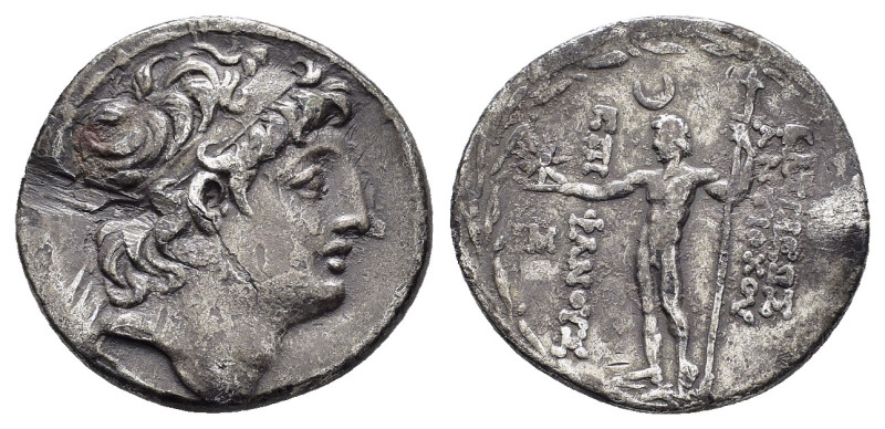 SELEUKID KINGS of SYRIA. Antiochos VIII Epiphanes(121-96 BC). Ake-Ptolemais.Tetr...