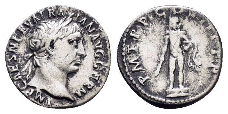 TRAJAN (98-117).Rome.Denarius. 

Obv : IMP CAES NERVA TRAIAN AVG GERM.
Laureate ...