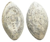 ANCIENT GREEK SLING BULLET.(4th–3rd centuries BC).Pb.

Condition : Good very fine.

Weight : 37.09 gr
Diameter : 32 mm