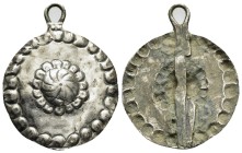 ANCIENT ISLAMIC SILVER AMULED.(11st - 12nd Century).Ae.

Condition : Good very fine.

Weight : 10.50 gr
Diameter : 49 mm