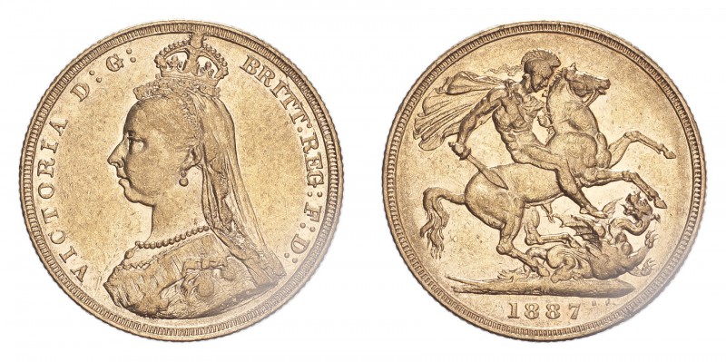 AUSTRALIA. Victoria, 1837-1901. Gold Sovereign 1887-M, Melbourne. Small spread J...