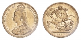 AUSTRALIA. Victoria, 1837-1901. Gold Sovereign 1887-M, Melbourne. Small spread JEB. 7.99 g. VF.