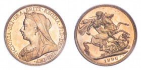AUSTRALIA. Victoria, 1837-1901. Gold Sovereign 1896-M, Melbourne. 7.99 g. In US plastic holder, graded PCGS MS63, certification number 16282369.
