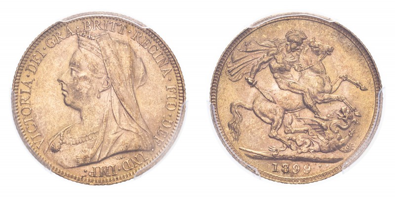 AUSTRALIA. Victoria, 1837-1901. Gold Sovereign 1899-P, Perth. 7.99 g. In US plas...