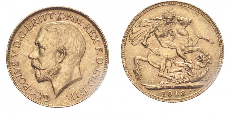 AUSTRALIA. George V, 1910-36. Gold Sovereign 1913-P, Perth. 7.99 g. EF.