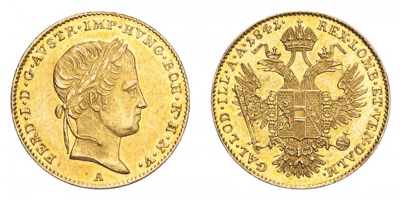 AUSTRIA. Ferdinand I, 1835-48. Gold Ducat 1841-A, Vienna. 3.49 g. Fb. 481; J. 24...