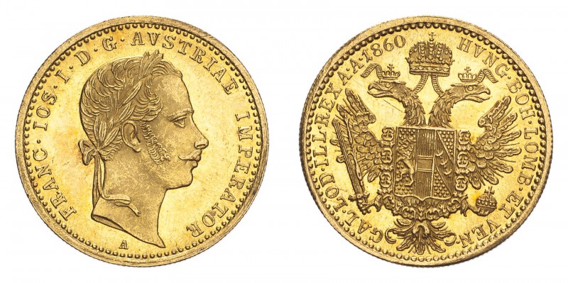AUSTRIA. Franz Josef I, 1848-1916. Gold Ducat 1860-A, Vienna. 3.49 g. Fb. 491; J...
