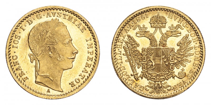 AUSTRIA. Franz Josef I, 1848-1916. Gold Ducat 1861-A, Vienna. 3.49 g. Fb. 491; J...