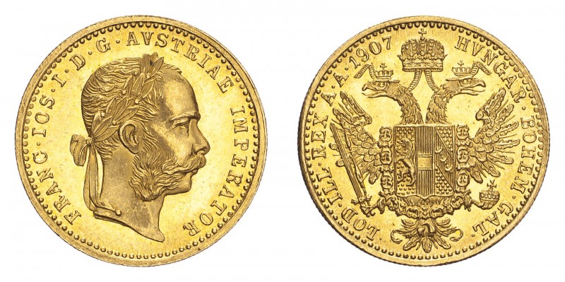 AUSTRIA. Franz Josef I, 1848-1916. Gold Ducat 1907-A, Vienna. 3.49 g. Fb. 493; J...