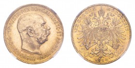 AUSTRIA. Franz Josef I, 1848-1916. Gold 20 Corona 1914, Vienna. 6.78 g. Frühwald 1944, Herinek 349, Friedberg -, Novotný 136. Rare / Selten. In US pla...