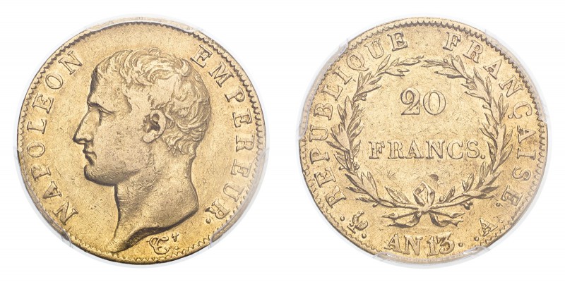 FRANCE. First Republic, 1792-1804. Gold 20 Francs An 13-A (1804), Paris. 6.45 g....