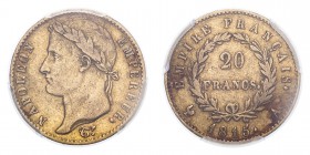 FRANCE. Napoleon I, 1804-14, 1815. Gold 20 Francs 1815-A, Paris. Hundred Days. 6.45 g. Gad-1025a; Fr-516. Struck during the Hundred Days of Napoleon b...