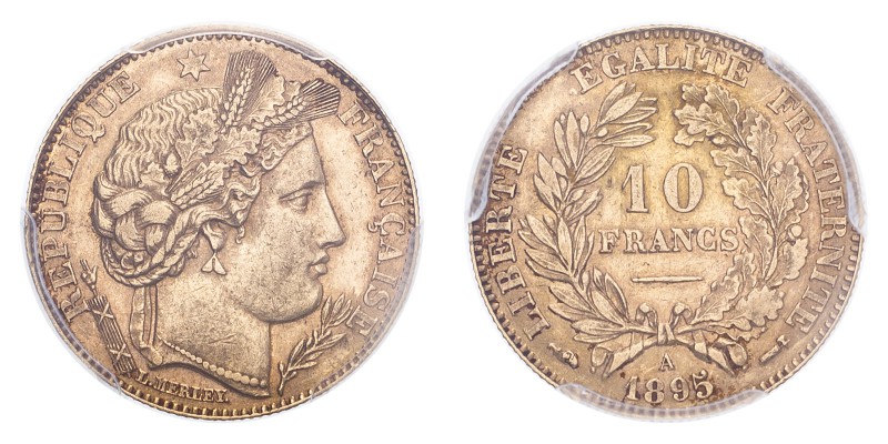 FRANCE. Third Republic, 1870-1940. Gold 10 Francs 1895-A, 3.23 g. Gad-1016; Fr-5...