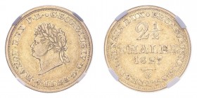 GERMANY: HANNOVER. George IV, 1820-30. Gold 2 1/2 Thaler 1827-B, Hannover. 3.25 g. Jaeger 106, AKS 30, Divo/Schramm 92, Fr. 1160. In US plastic holder...