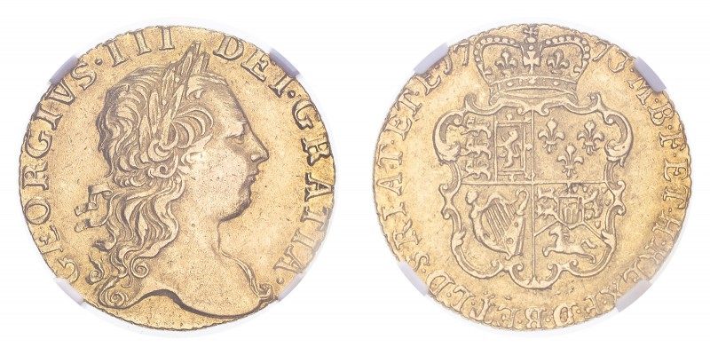 GREAT BRITAIN. George III, 1760-1820. Gold Guinea 1773, 8.35 g. S-3727; Fr-354. ...