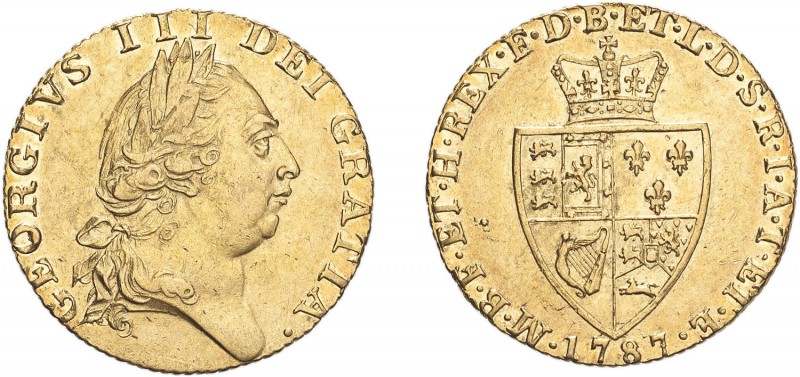 GREAT BRITAIN. George III, 1760-1820. Gold Guinea 1787, London. 8.35 g. S-3729. ...