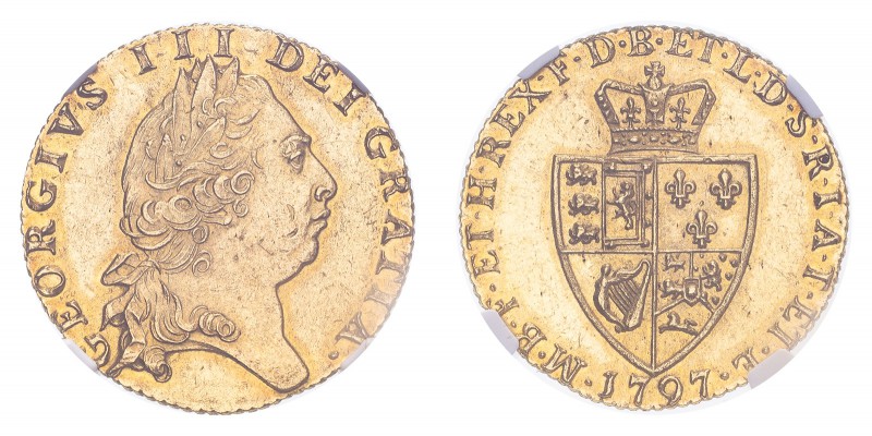 GREAT BRITAIN. George III, 1760-1820. Gold Guinea 1797, 8.35 g. S-3729; Fr-356a....