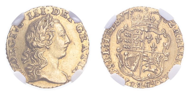 GREAT BRITAIN. George III, 1760-1820. Gold 1/4 Guinea 1762, London. 2.1 g. S-374...