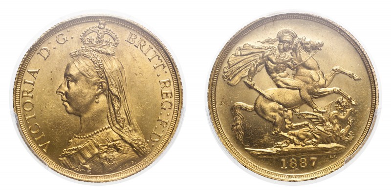 GREAT BRITAIN. Victoria, 1837-1901. Gold 2 Pounds 1887, London. 15.98 g. Calenda...