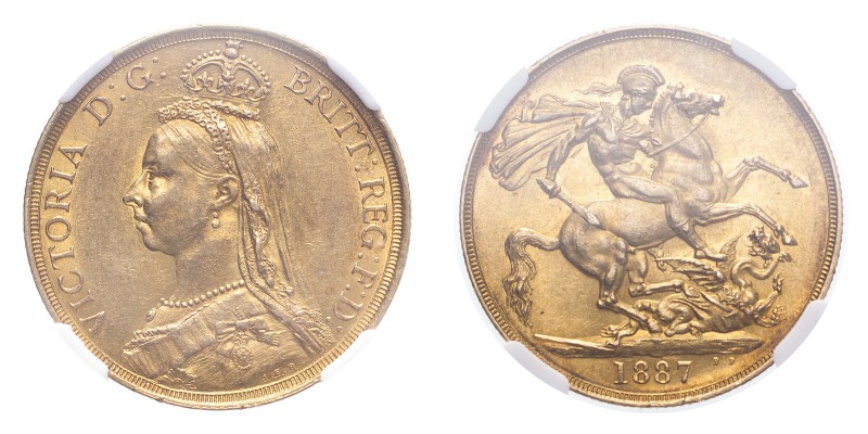 GREAT BRITAIN. Victoria, 1837-1901. Gold 2 Pounds 1887, London. 15.98 g. S-3865....