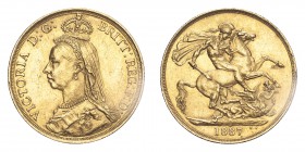 GREAT BRITAIN. Victoria, 1837-1901. Gold 2 Pounds 1887, London. 15.98 g. S-3865; Fr-390. VF.