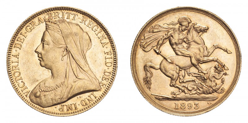 GREAT BRITAIN. Victoria, 1837-1901. Gold 2 Pounds 1893, London. 15.98 g. S-3873;...