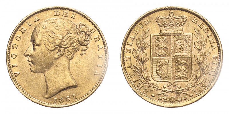 GREAT BRITAIN. Victoria, 1837-1901. Gold Sovereign 1861, London. Roman I. 7.99 g...