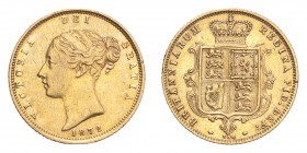 GREAT BRITAIN. Victoria, 1837-1901. Gold Half-Sovereign 1872, London. 3.99 g. Die number 308. VF.