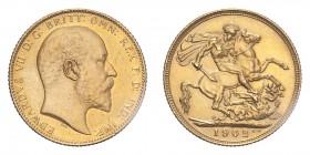 GREAT BRITAIN. Edward VII, 1901-10. Gold Sovereign 1902, London. Matte Proof. 7.99 g. KM-819; S-3969. UNC, light hairlines.
