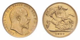 GREAT BRITAIN. Edward VII, 1901-10. Gold Half-Sovereign 1902, London. Matte Proof. 3.99 g. KM-804; S-3974A. UNC, light hairlines.