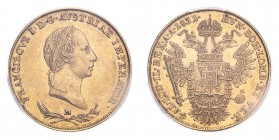 ITALIAN STATES: LOMBARDY-VENEZIA. Francis I, 1815-35. Gold 1 Sovrano 1831-M, 11.33 g. Fr-741c, C-11. In US plastic holder, graded PCGS AU53, certifica...