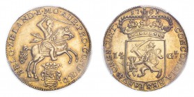 NETHERLANDS. Republic, 1581-1795. Gold 14 Gulden 1761, Gouden Rijder. 9.96 g. KM-104; Fr-288. So called Gouden Rijder. In US plastic holder, graded PC...