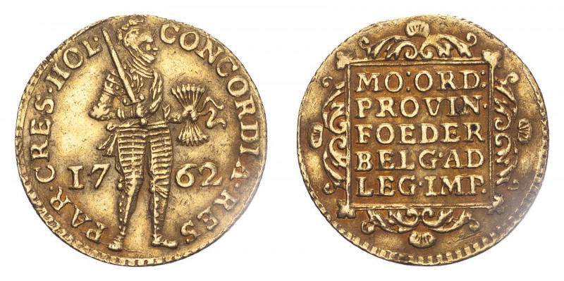 NETHERLANDS. Dutch Republic, 1581–1795. Gold Ducat 1762, 3.49 g. VF.