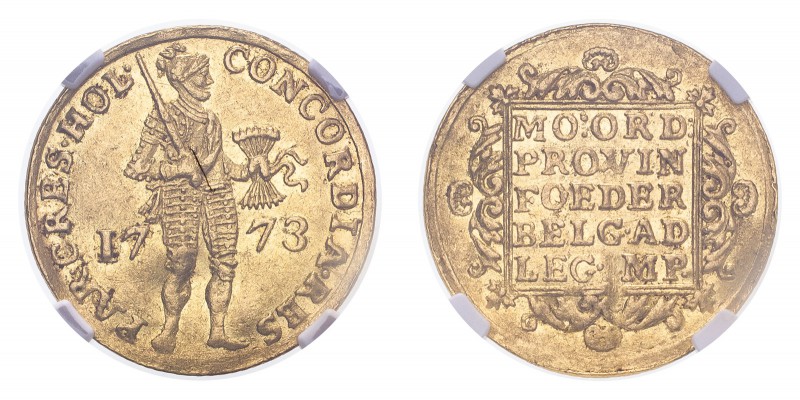 NETHERLANDS. Dutch Republic, 1581–1795. Gold Ducat 1773 HOL, 3.49 g. Fr-250; KM-...