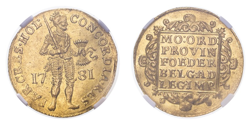 NETHERLANDS. Dutch Republic, 1581–1795. Gold Ducat 1781 HOL, 3.49 g. Fr-285; KM-...