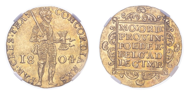NETHERLANDS. Batavian Republic, 1795–1806. Gold Ducat 1804 TRA, 3.49 g. Fr-318; ...
