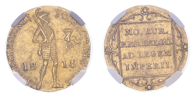 NETHERLANDS. Willem I, 1815-40. Gold Ducat 1818, 3.49 g. Fr-331; KM-50.1. In US ...