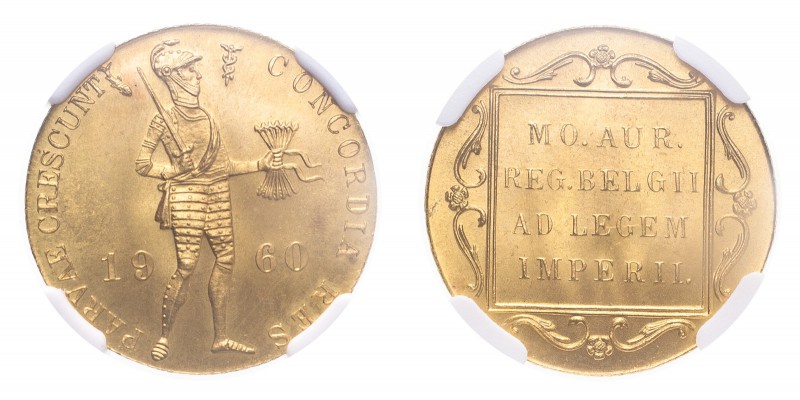 NETHERLANDS. Juliana, 1948-80. Gold Ducat 1960, 3.49 g. KM-190.1; Fr-353. In US ...